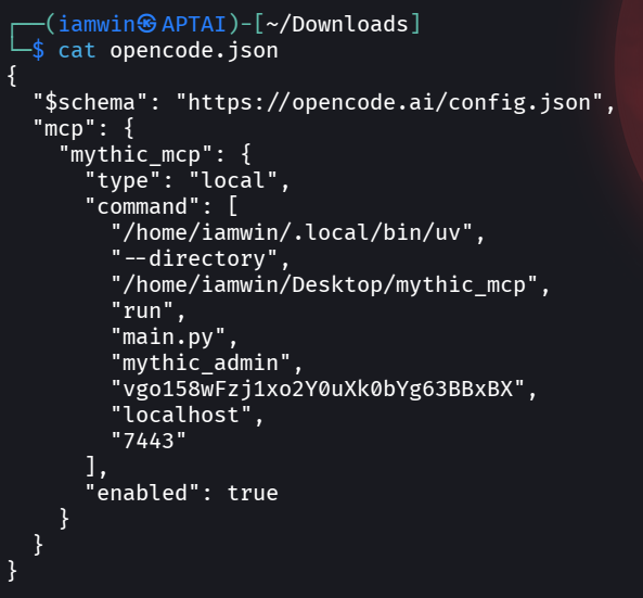 MCP Mythic in OpenCode